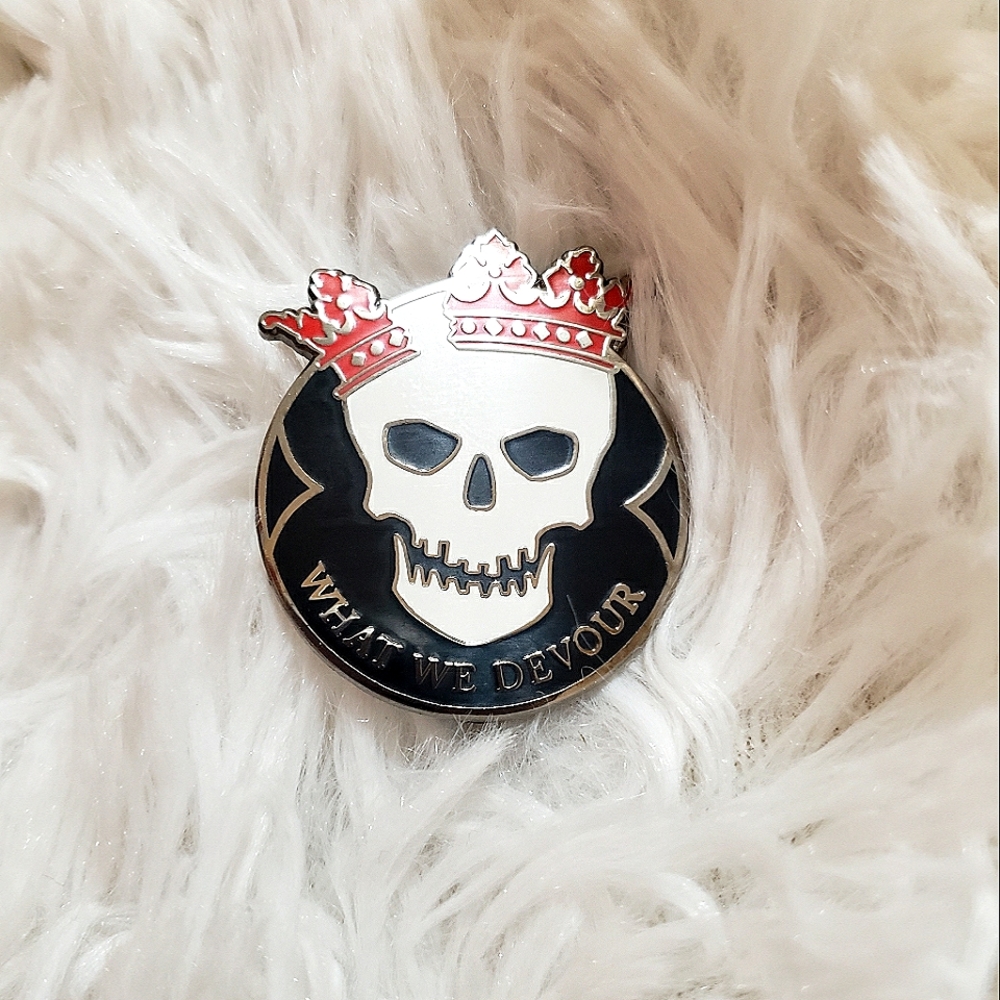 What we Devour, enamel pin skull